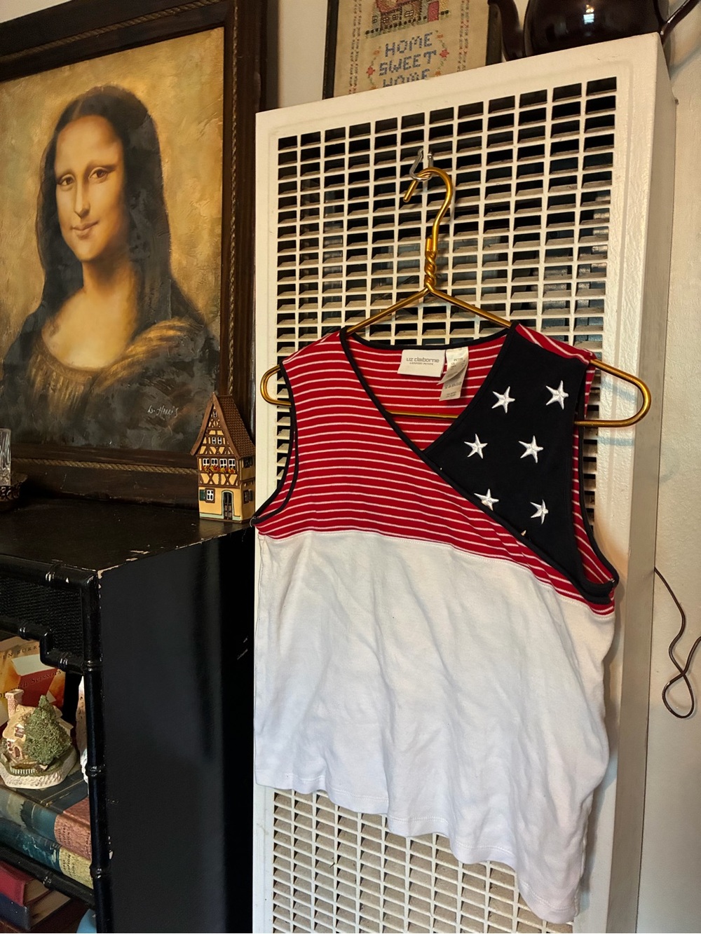 Vintage Liz Claiborne Red White Blue Sleeveless Flag-Inspired Tank
